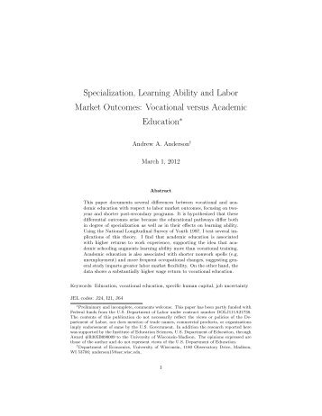 Vocational versus Academic Education - The Association for ...