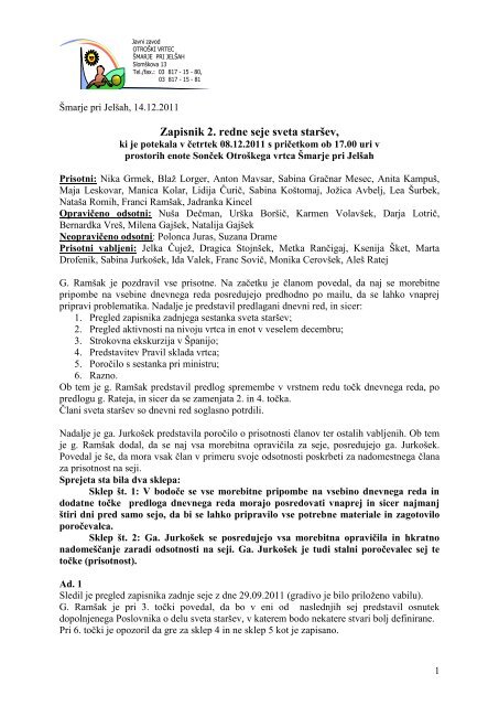 Zapisnik 2. redne seje sveta starÅ¡ev,