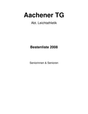 Bestenliste 2008 - Aachener TG