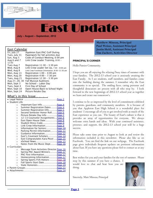 July - August - September 2012 - Appleton Area School District