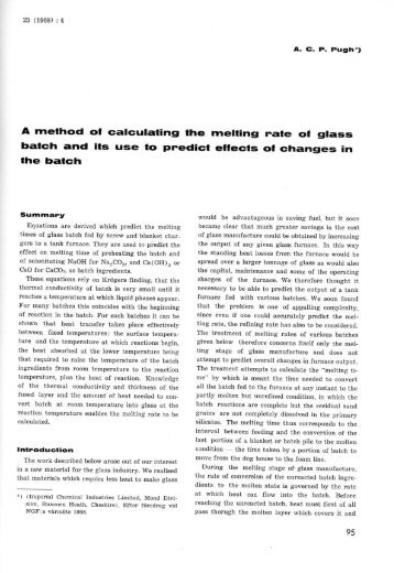 A method of calculating the melting rate at glass batch and its ... - Glafo