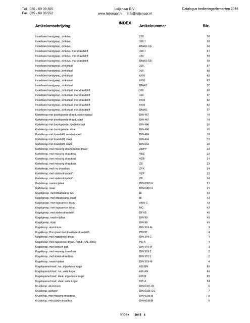 Catalogus van Bedieningselementen / normdelen 2015