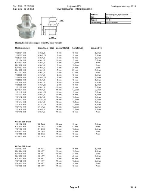 Leijenaar catalogus smering 2015