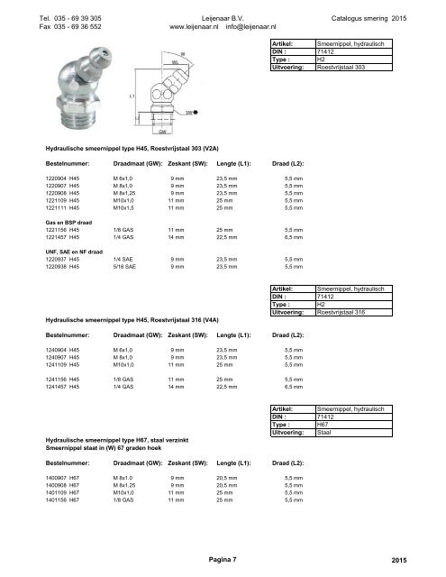 Leijenaar catalogus smering 2015