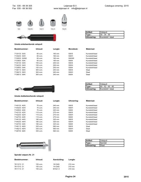 Leijenaar catalogus smering 2015