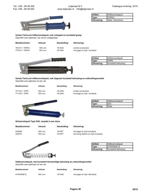 Leijenaar catalogus smering 2015