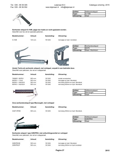 Leijenaar catalogus smering 2015