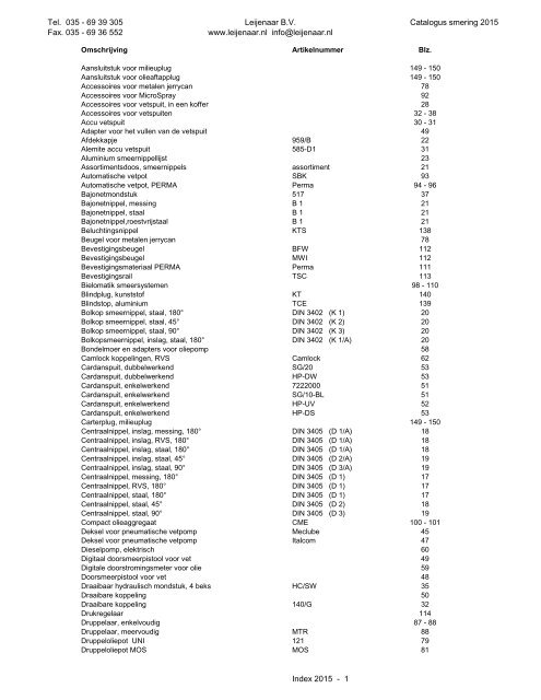 Leijenaar catalogus smering 2015
