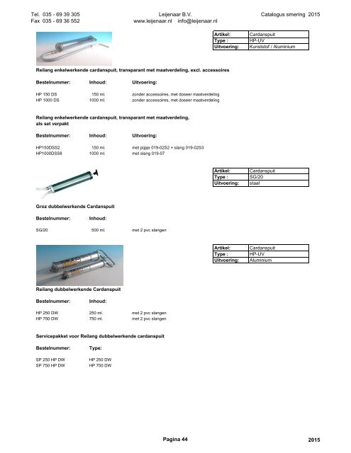 Leijenaar catalogus smering 2015