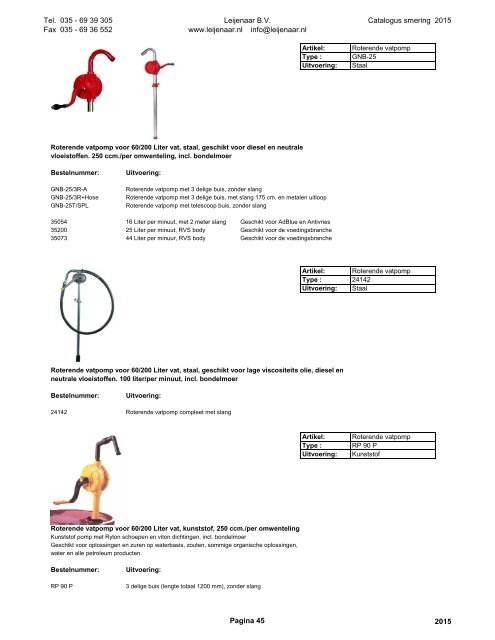 Leijenaar catalogus smering 2015