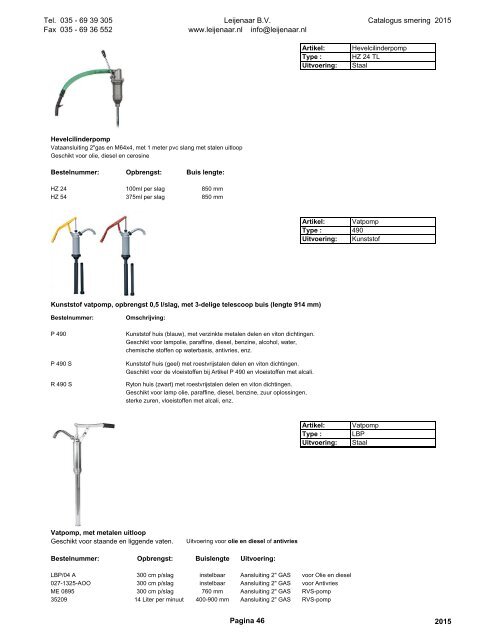 Leijenaar catalogus smering 2015