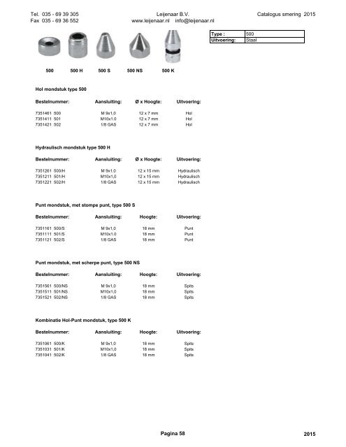 Leijenaar catalogus smering 2015