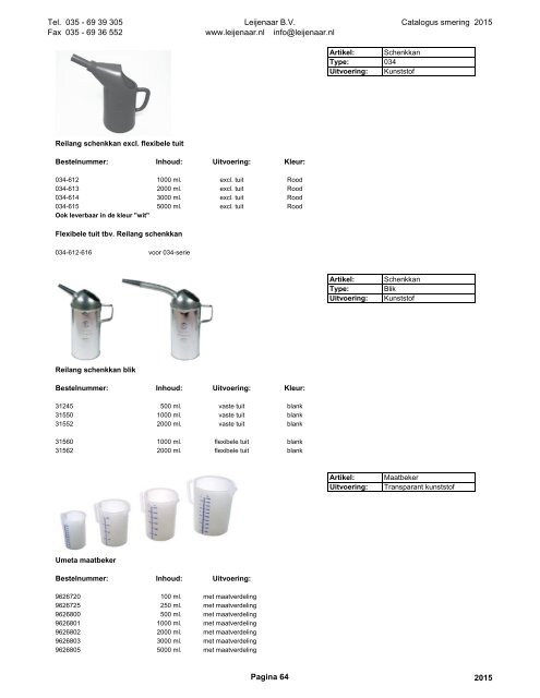 Leijenaar catalogus smering 2015