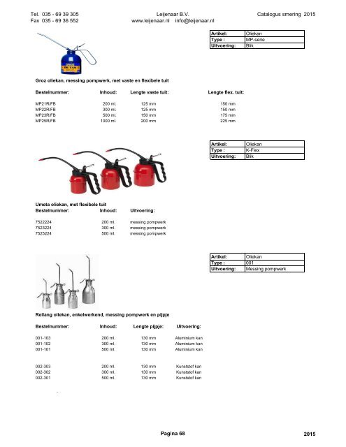 Leijenaar catalogus smering 2015