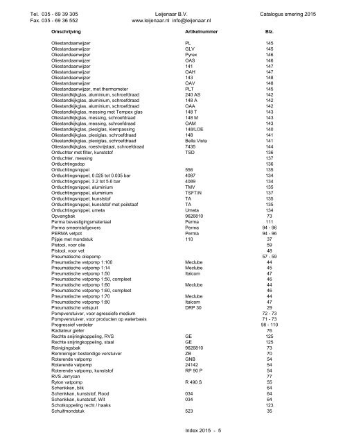 Leijenaar catalogus smering 2015