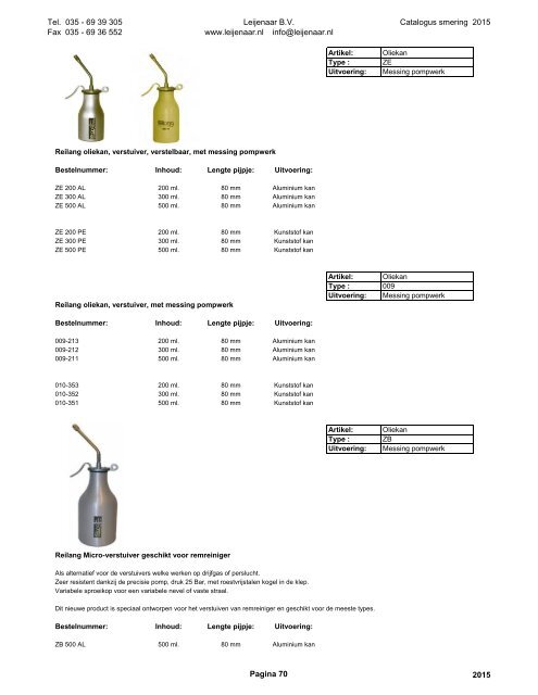 Leijenaar catalogus smering 2015