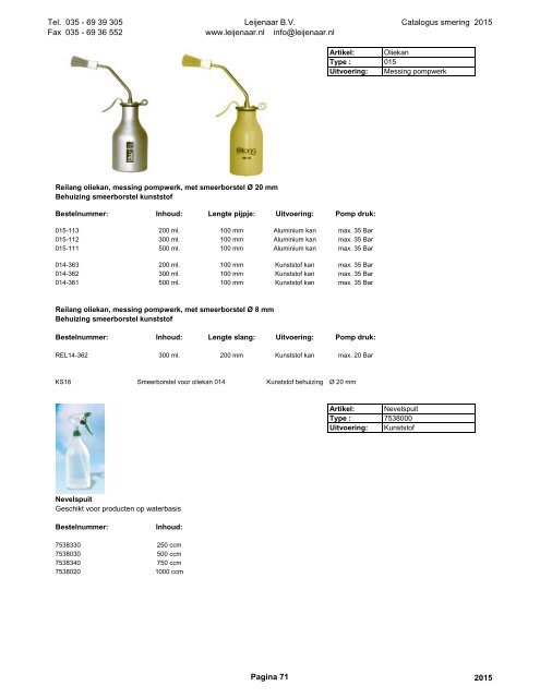 Leijenaar catalogus smering 2015