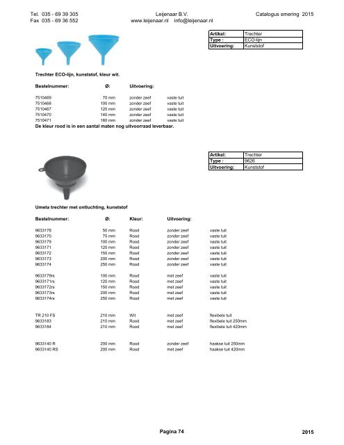 Leijenaar catalogus smering 2015