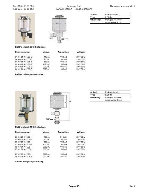 Leijenaar catalogus smering 2015