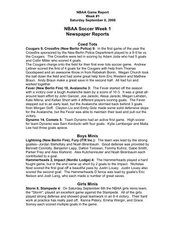 NBAA Games Report Week #1