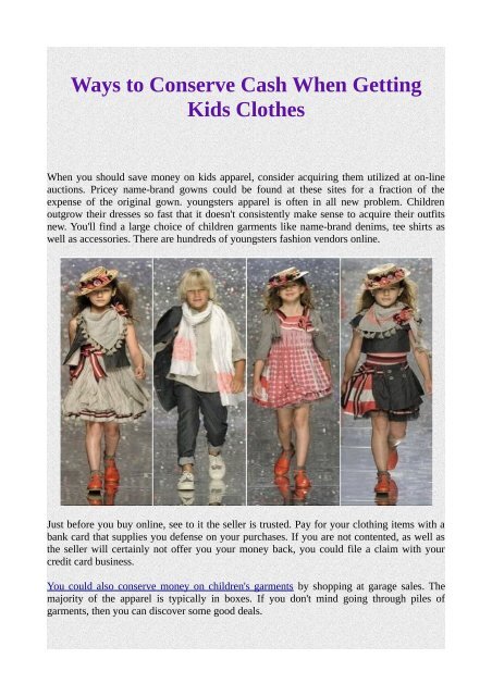 Ways To Conserve Cash When Getting Kids Clothes