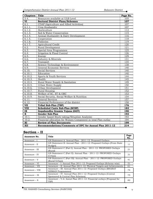 Comprehensive District Annual Plan 2011-12 Balasore District