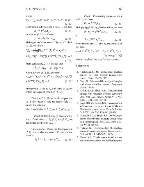 Decomposition of curvature tensor field in a ... - Ultrascientist.org