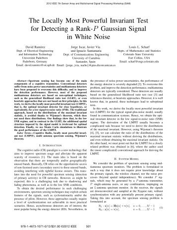 The Locally Most Powerful Invariant Test for ... - COMONSENS