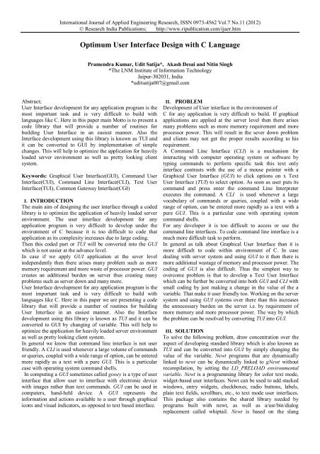 Optimum User Interface Design with C Language