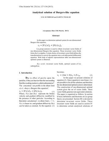 Analytical solution of Burgers-like equation - Ultrascientist.org