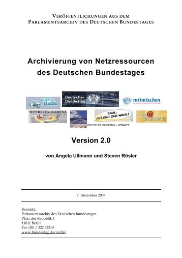 Archivierung von Netzressourcen des ... - Deutscher Bundestag