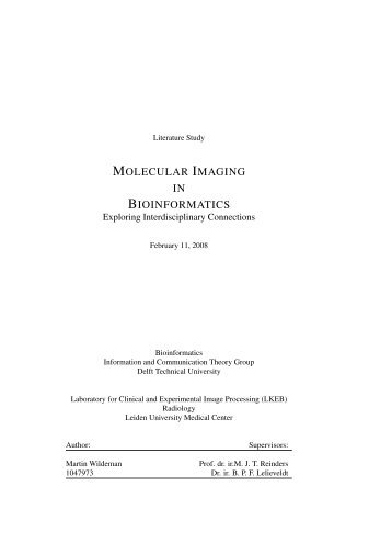 MOLECULAR IMAGING IN BIOINFORMATICS - Pattern Recognition ...