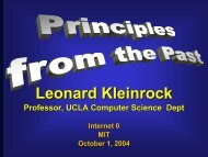 Principles from the Past - Leonard Kleinrock - UCLA