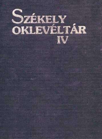 SzÃ©kely OklevÃ©ltÃ¡r 4.