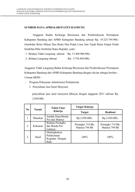 Lakip 2011 - Pemerintah Kabupaten Bandung