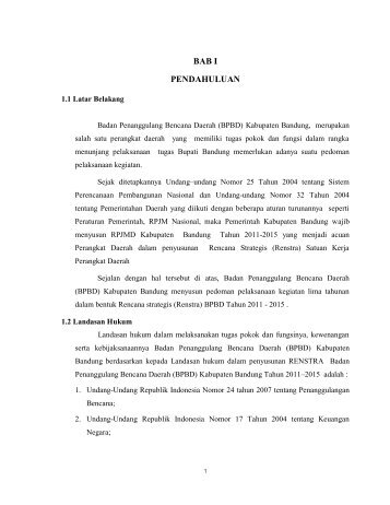 BAB I Renstra - Pemerintah Kabupaten Bandung