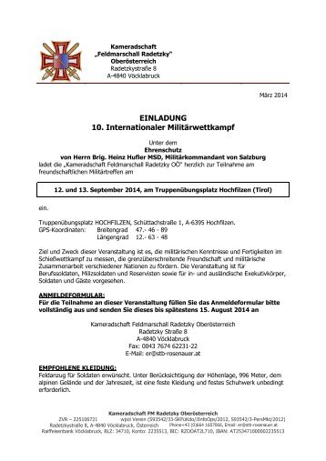 EINLADUNG 9. Internationaler MilitÃ¤rwettkampf - Radetzky Orden