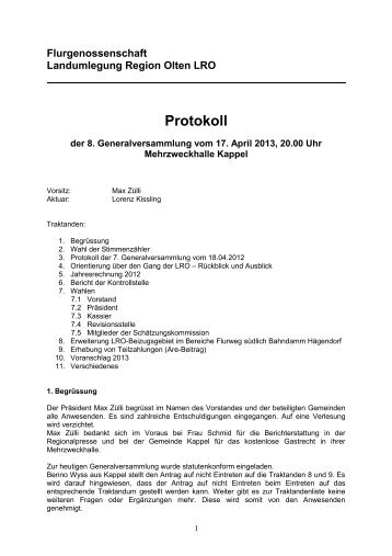 Protokoll - Entlastung Info