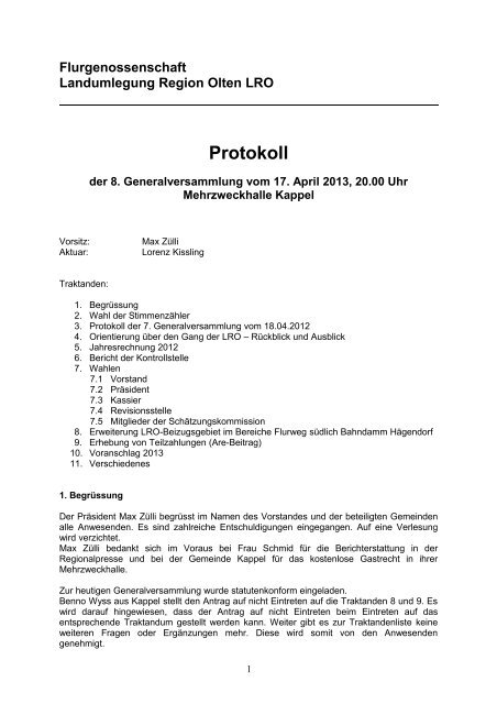 Protokoll - Entlastung Info