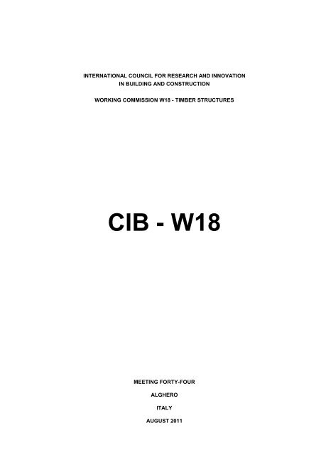 Alghero, no. 44, 2011 - CIB-W18
