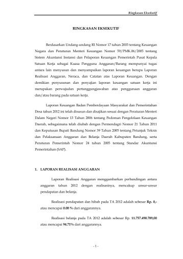 Ringkasan Eksekutif - Pemerintah Kabupaten Bandung