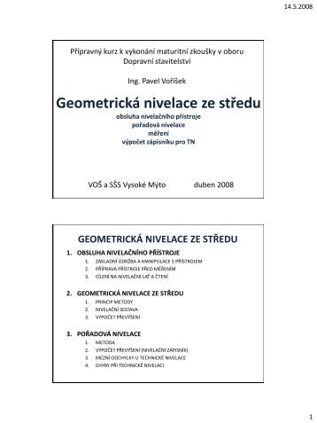 GeometrickÃ¡ nivelace ze stÅedu â 2 (obsluha pÅÃ­stroje, mÄÅenÃ­ ...