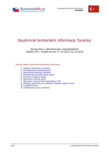 Souhrnná teritoriální informace Turecko - TRUMF International sro