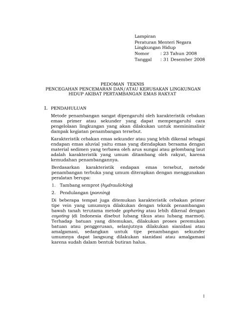 1 Lampiran Peraturan Menteri Negara Lingkungan Hidup Nomor