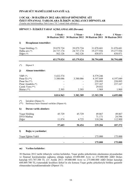 6 AylÄ±k Finansal Tablolar - PÄ±nar