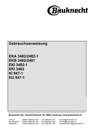 Gebrauchsanweisung EKA 3482/2482-1 EKB 3482/2481 EKI ...