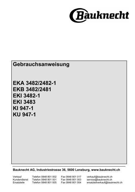 Gebrauchsanweisung EKA 3482/2482-1 EKB 3482/2481 EKI ...