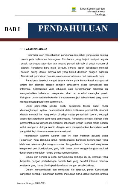 Renstra Dinas Komunikasi Dan Informatika Tahun 2009 2013