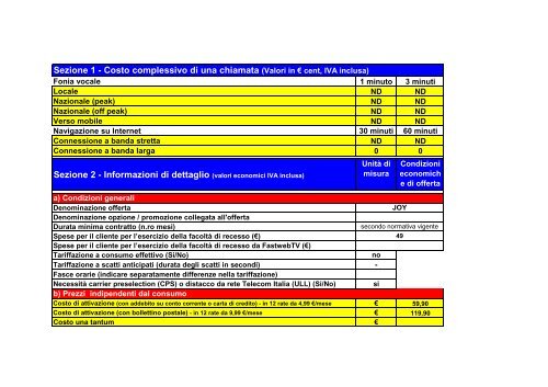 Sezione 1 - Fastweb