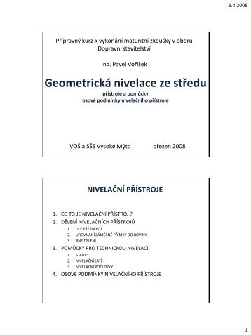 GeometrickÃ¡ nivelace ze stÅedu (pÅÃ­stroje a pomÅ¯cky)